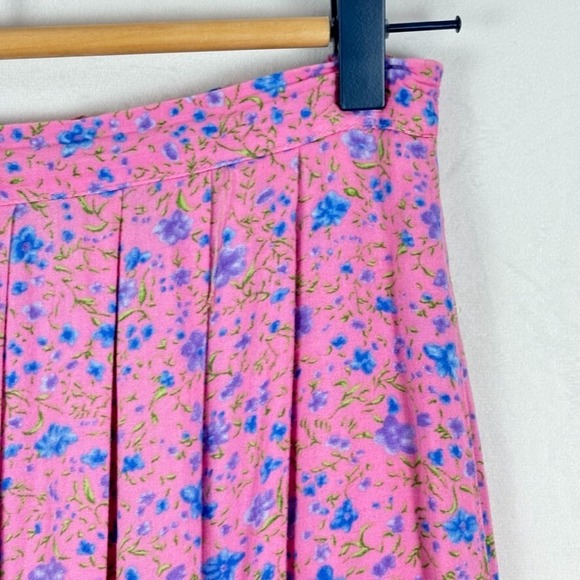Vintage One Hanes Place Womens Pink Floral‎ pleated midi skirt cottagecore sz M - Picture 3 of 13